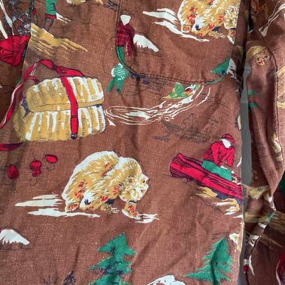 Vintage Lumberjack Flannel Bear Woodsy Camping Button Down flaw - Picture 3 of 10